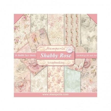 Дизайнерски, блок, STAMPERIA,SHABBY ROSE 10sh. 12"x12"
