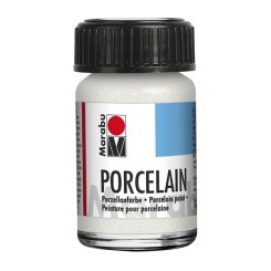 Бяла Глитерна Акрилна Боя за Стъкло и Порцелан без Изпичане Marabu Porcelain 15 ml 