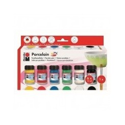 Комплект Акрилна Боя за Стъкло и Порцелан без Изпичане Marabu Porcelain 15 ml - 6 цвята