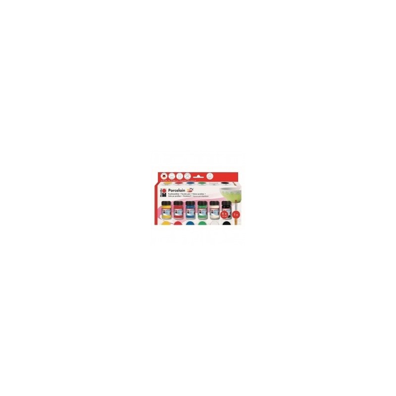 Комплект Акрилна Боя за Стъкло и Порцелан без Изпичане Marabu Porcelain 15 ml - 6 цвята